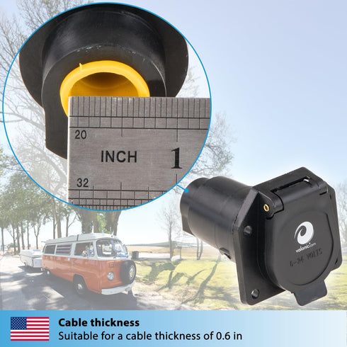 valonic 7 Way Blade Connector Socket - Spring-Loaded dust Cover - Wiring Harness Connector - for Vehicle, Truck - Weatherproof...
