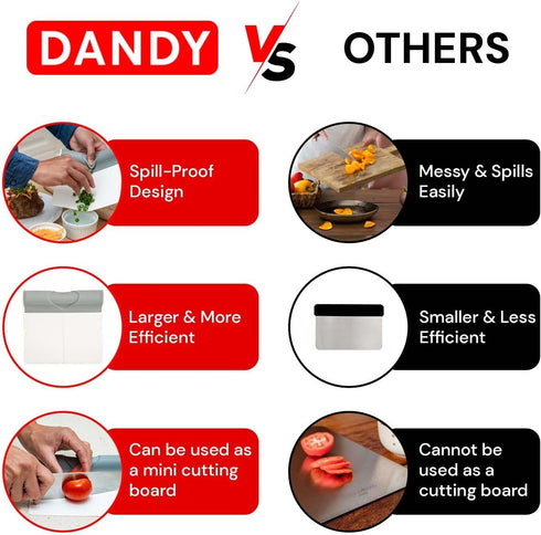 DANDY ScooperDuper - Multi-Purpose Folding Food Mover, Bench Scraper, Dough Scraper, Food Scraper Tool, User-Friendly Kitchen Gadget for Cutting B...