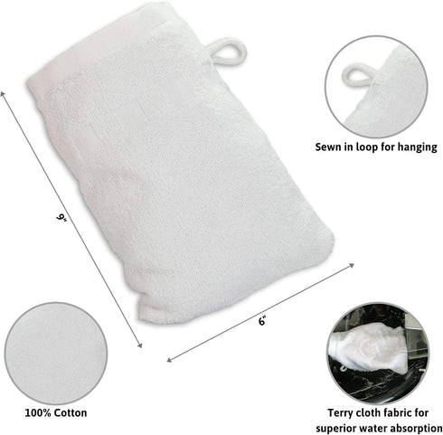 Made Easy Kit Bath Mitts - Pack of 6 - (6" x 9") European Style Washcloth with Loop (Charcoal, 6 x 9 inches)...