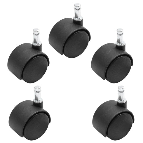 5pcs 1.5 Inch Swivel Caster Wheels, M8 Circlip Stem Caster Wheels, Heavy Duty Casters, Black Nylon Wheels Replacement for Furniture, Table, Cabine...
