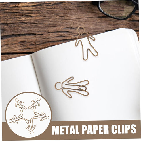 20pcs Office Paper Clip Human Shaped Paper Clips Funny Paper Clip Funny Bookmark File Paper Clips Lovely Paper Clips Christmas Bookmarks Metal Pap...