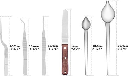 Cridoz 6 Pcs Stainless Steel Kitchen Cooking Tweezers Precision Tongs Drawing Spoons Offset Spatula for Food Culinary Plating Decorating...