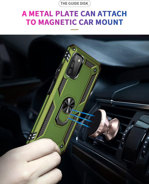 Military Grade Drop Tested Phone Case with Ring Holder Kickstand for Samsung Galaxy A03S, Olive Green...