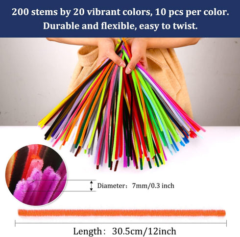 Pipe Cleaners, Pipe Cleaners Craft, Arts and Crafts, Crafts, Craft Supplies, Art Supplies (200 Multi-Color Pipe Cleaners)…...