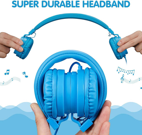 Licorne Lightweight Stereo Folding Wired Headphones for Kids Adults,On-Ear Comfortable Earphones for Child, Adjustable Headband Headset for Cellph...