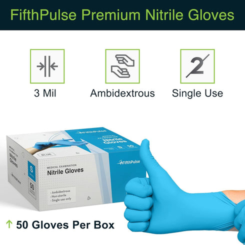 Blue Gloves Disposable Latex Free Small, 50 Count - Medical and Dental Grade Surgical Gloves - Powder Free Nitrile Gloves Small - 3 Mil Thickness...