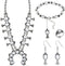 Henoyso 4 Pcs Bohemian Squash Blossom Turquoise Western Jewelry Set Vintage Metal Howlite Necklace Earrings Wrist Chain Ring for Women (White Turq...