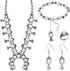 Henoyso 4 Pcs Bohemian Squash Blossom Turquoise Western Jewelry Set Vintage Metal Howlite Necklace Earrings Wrist Chain Ring for Women (White Turq...