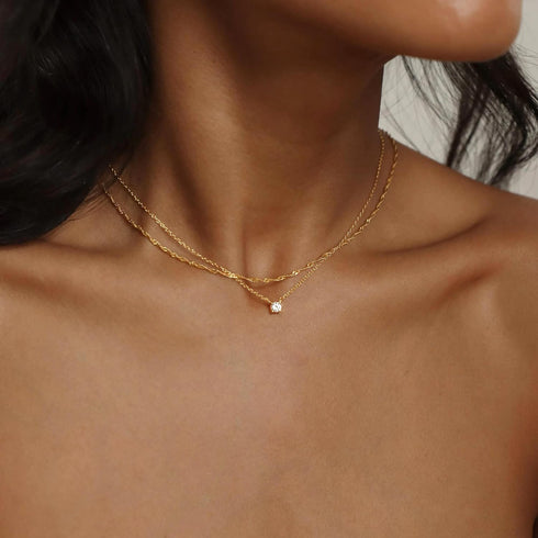 Tewiky Diamond Necklaces for Women, Dainty 14k Gold/Sterling Silver Choker Necklace Simple Gold Plated CZ Jewelry Necklaces for Women Trendy Gifts...