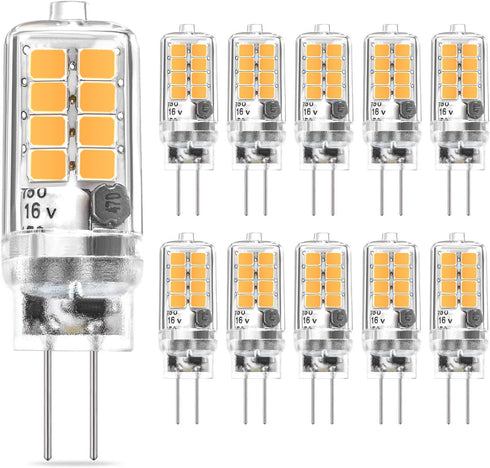 G4 LED Bulb Warm White 3W Equivalent to 20W 30W Halogen Bulbs, 360° Beam Angle AC/DC 12V G4 Bi-Pin LED Light Lamp, Not Dimmable, No Flicker, 10 Pa...