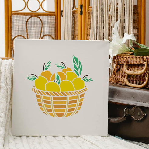 FINGERINSPIRE 6pcs Summer Lemon Stencils, 7.9x7.9 inch Lemon Painting Stencils for Farmhouse, Lemon Manor Welcome Template for Painting on Wood, W...