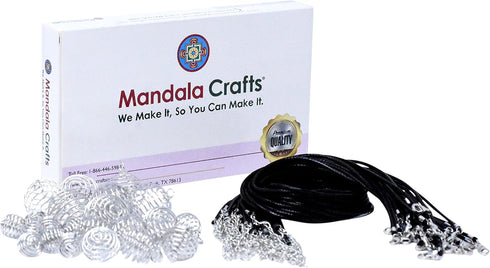 Mandala Crafts Metal Crystal Necklace Holder Spiral Pendants for Jewelry Making - 24 Stainless Steel Cage Pendant Necklace Cages Rock Stone Holder...