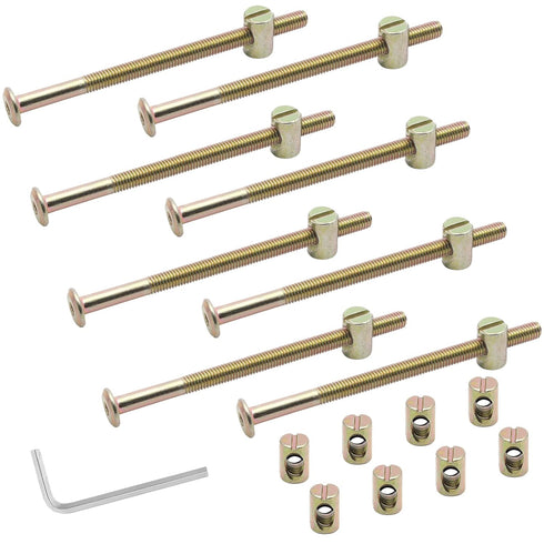 M6 x 100mm Bunk Bed Bolts, Hex Drive Socket Furniture Barrel Screws Bolt Nuts Furniture Crib Baby Bed Bolt with Wrench(12 Pcs)...