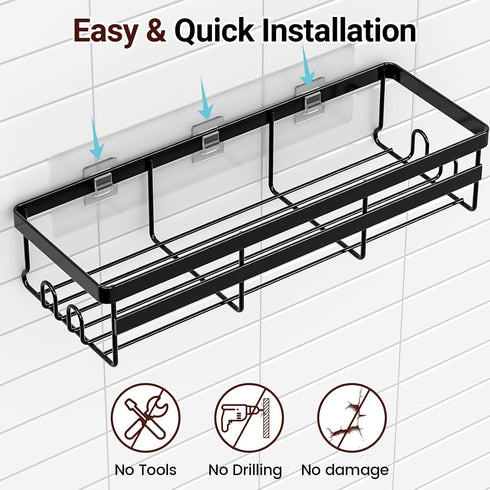WOWBOX Shower Caddies 2 Pack - Adhesive Hanging Shower Shelf - Bathroom Organizers and Storage, No Drilling Stainless Shower Shelves for Home Deco...