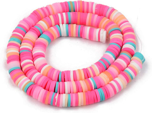 Beadthoven 10strands 6mm Vinyl Clay Heishi Beads Multicolor Flat Round Disc Polymer Clay Beads Loose Handmade Spacers for DIY Necklace Bracelet Je...