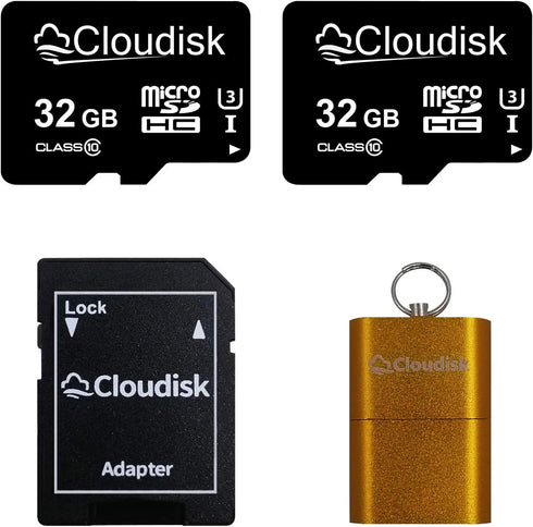 Pack of 2 Micro SD Card 32GB Flash Memory Card Micro SDHC with SD Adapter and Card Reader, C10, A2, U3, UHS-I (32 GB)...