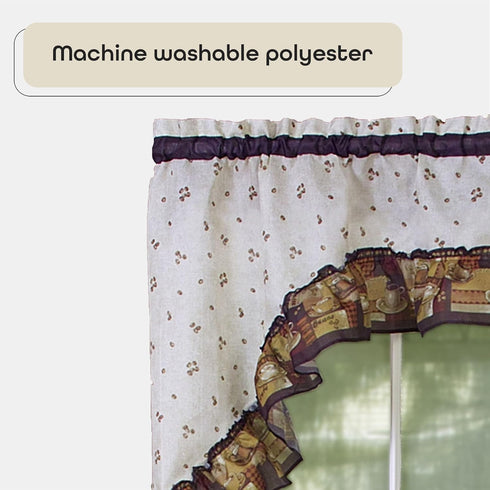 Achim Home Furnishings - CFTS36BW12 Coffee Tier and Swag Window Treatment Set, 57" x 36", Brown...