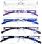 AQWANO 5Pack Rimless Reading Glasses Computer Blue Light Blocking Clear Frame Readers Anti Glare Filter Lightweight for Women Men,1.0...