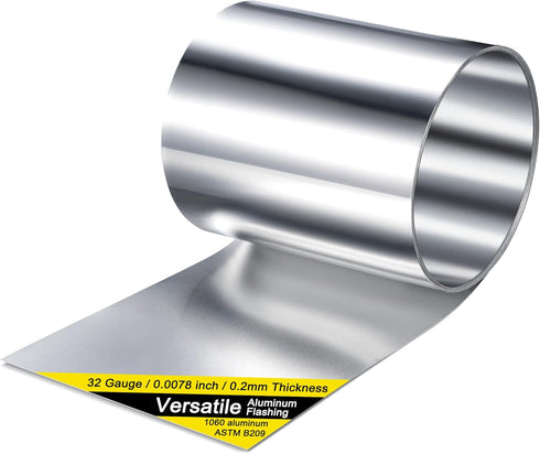 6in x 10ft Aluminum Flashing Roll 32 Gauge (0.0078"/0.2mm) Thickness, Versatile Type Aluminum Sheet Roll for Roofing and DIY, Weather-Resistant, S...