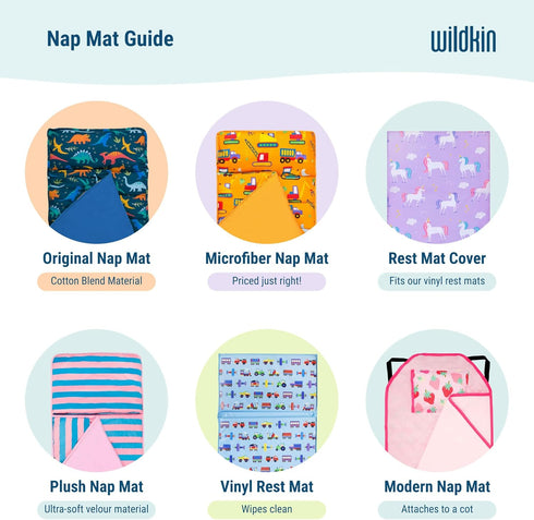 Wildkin Kids Cotton Nap Mat Cover – Soft, Sewn-in Flap, Durable & Fits 1.5" Vinyl Sleep Mats - Unicorn...