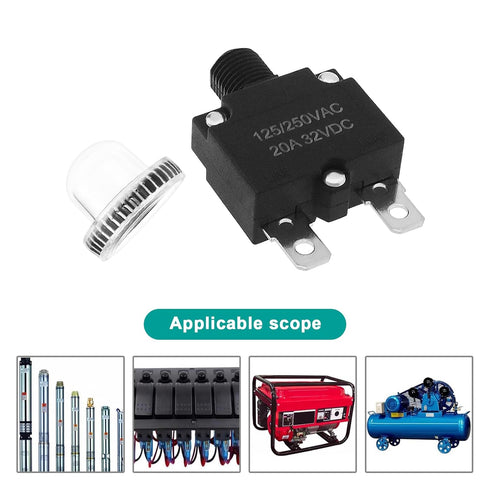 Create idea 10Pcs 5 Sizes Thermal Circuit Breaker with Quick Connect Terminals and Button Caps Assortment Kit Push Button Manual Reset for Switch ...