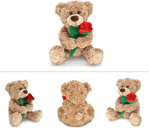 12'' Stuffed Teddy Bear Dolls with Rose, Soft Plush Animal Toys for Valentine's Day Her/Girlfriend Lover Mom Kids Gifts...