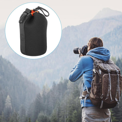 PATIKIL Camera Lens Bag, 2 Pcs 3.9" IDx7.1 H Drawstring Lens Pouch with Thick Protective Neoprene, Lens Case for DSLR Camera Lens, Water Coffee Cu...