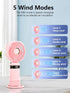 Portable Handheld Fan, Powerful Personal Fan with Base 5 Adjustable Speed USB Rechargeable Battery Operated Cooling for Women Girl Travel Office (...