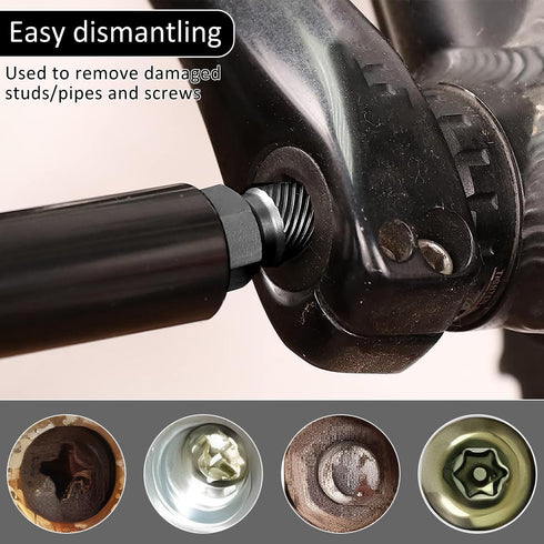 10 Pcs Screw Extractor Set, Broken Bolt Remover, Hex Head Bolt Extractor Set, Multi-Spline Easy Out Bolt Extractor Set, Stripped Fastener Tool for...