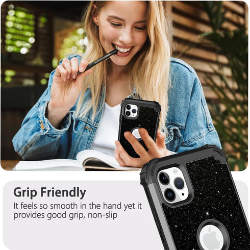 LONTECT for iPhone 11 Pro Max Case Glitter Sparkly Bling 3 in 1 Shockproof Heavy Duty Full Body Sturdy Protective Case for Apple iPhone 11 Pro Max...