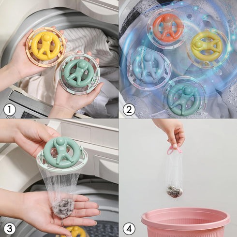 4 Pack Reusable Washing Machine Lint Catcher, Removable Hair Filter Cleaning Mesh Bag, Household Floating pet Fur Catcher...