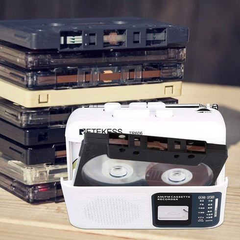 Retekess TR606 Cassette Tape Player, Cassette Player Recorder, Built-in Speaker, AUX/Microphone Jack, Support AUX Line in Record, AM FM Radio, Pow...