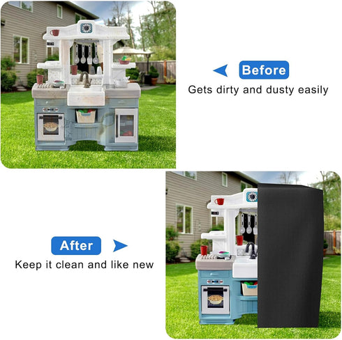 tonhui Play Kitchen Cover for Step2 Kids Kitchen Play Set, 33"L x 11"W x 32"H Dustproof Indoor/Outdoor Kitchen Toy Set Cover, Heavy-duty Waterproo...