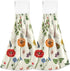 Super Absorbent Spring Hanging Kitchen Towel with Loop 2 Set, Wild Flowers Dragonfly Hand Towels, Fall Tie Towel for Bathroom, Soft Coral Velvet D...