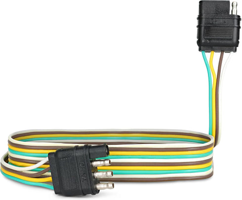 ABN Trailer Wire Extension, 4ft, 4-Way 4-Pin Plug Flat 20 Gauge – Hitch Light Trailer Wiring Harness Extender...