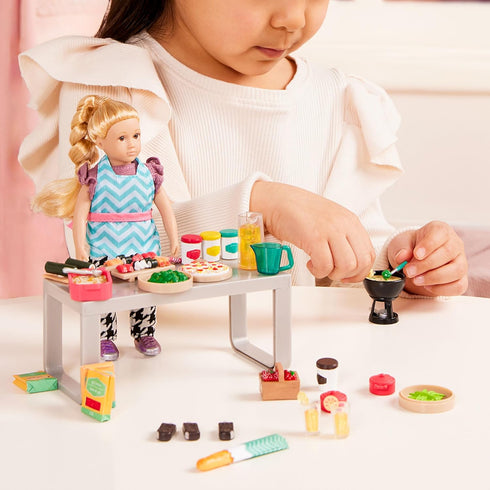 Lori – Play Food for Mini Dolls – Cooking Accessories for 6-Inch Dolls – Pizza, Sushi, Dessert – Dollhouse Set for Kids – 3 Years + – Gourmet Mark...