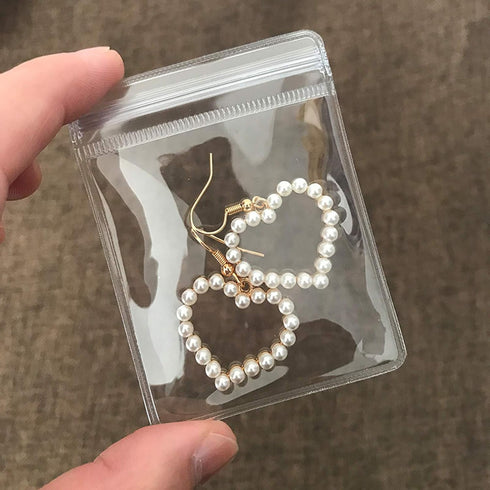 100Pcs PVC Jewelry Pouches Clear Zipper Bags Anti Oxidizing Earrings Storage Bags for Storage Jewelry Packing Bags...