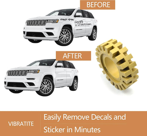 VIBRATITE Decal Remover Rubber Eraser Wheel 4 Inch Pinstripe Adhesive Sticker Remover, Vinyl Decal, Graphics Removal Tool...