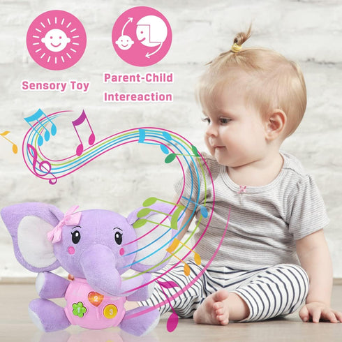 Aitbay Plush Elephant Music Baby Toys 0 3 6 9 12 Months, Cute Stuffed Aminal Light Up Baby Toys Newborn Baby Musical Toys for Infant Babies Boys &...