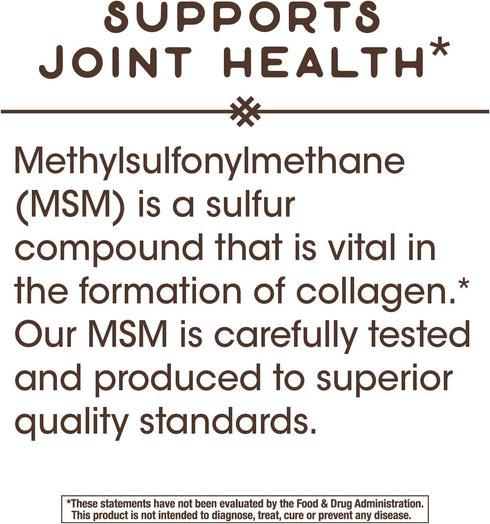 Nature's Way MSM 1000 mg - Joint Health Supplement* - With Methylsulfonylmethane - Gluten-Free & Vegan - 200 Tablets...