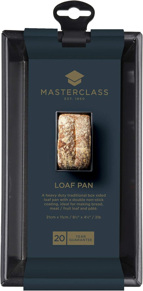 MasterClass KCMCHB20 2 lb Loaf Tin with PFOA Non Stick, Robust 1 mm Carbon Steel, 21 x 11 cm Bread Pan, Grey...