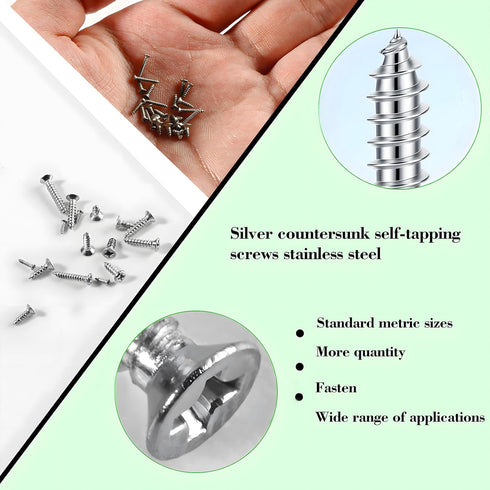 Flat Head Self Tapping Screws 1320Pcs Small Screws 304 Stainless Steel M1/1.2/1.4/1.7/2/2.2 Tiny Countersunk Cross Drive Head Electronic Screw 24 ...