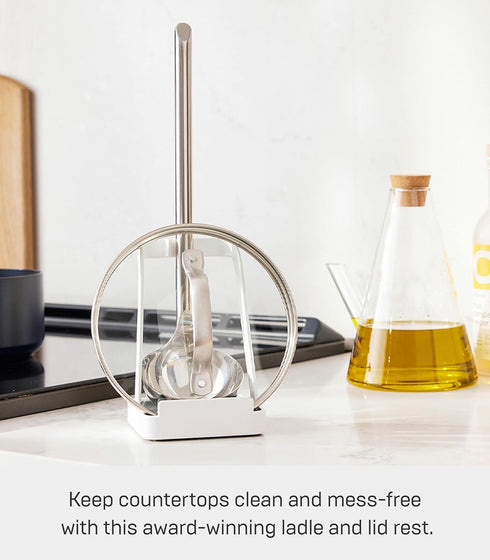 YAMAZAKI Home Ladle Holder - Lid Stand For Utensils In Kitchen, Steel, Water Resistant, No Assembly Req.,White...