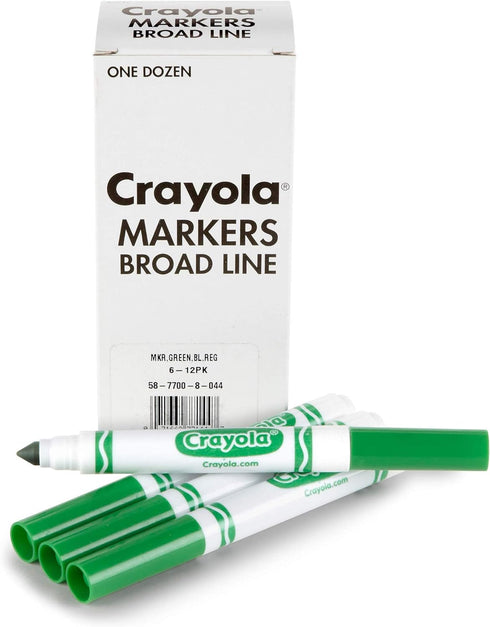 Crayola Broad Line Markers - Green (12ct), Markers for Kids, Bulk School Supplies for Teachers, Nontoxic, Marker Refill with Reusable Box...