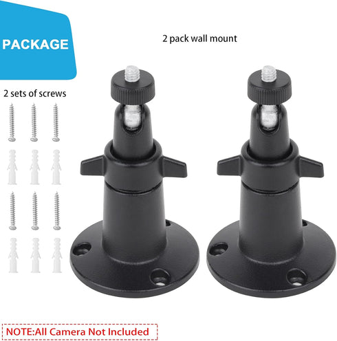 2 Pack Wall Mount Holder for SimpliSafe Outdoor Security Camera, 360°Rotation Security Bracket with 1/4 Screw Thread, Camera Not Included (Black)...