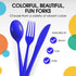 Disposable Dark Blue Plastic Forks 50 Pcs - Heavy Duty Dark Blue Plastic Disposable Cutlery - Dark Blue Disposable Flatware, Dark Blue Plastic Sil...