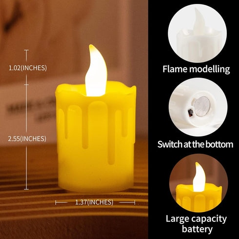 12 Pack Flameless Tea Lights Candles, Battery Operated LED Tea Light in Warm White,Flameless Flickering Romantic Wedding Candles for Festival Part...
