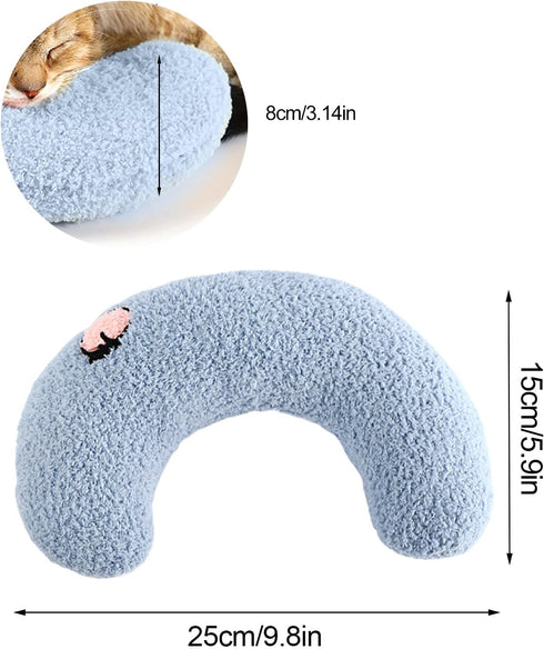 Cat Pillows for Indoor Cats, Soft Fluffy Dog Calming Pillow, Little Dog Pillows, U Shaped Half Donut Cuddler with Cute Embroidery, Washable Neck P...