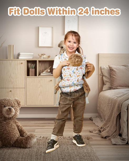 Lictin Baby Doll Carrier, Front and Back Doll Accessories Carrier for Little Girls, with Adjustable Straps for Stuffed Animal Reborn Baby Doll...