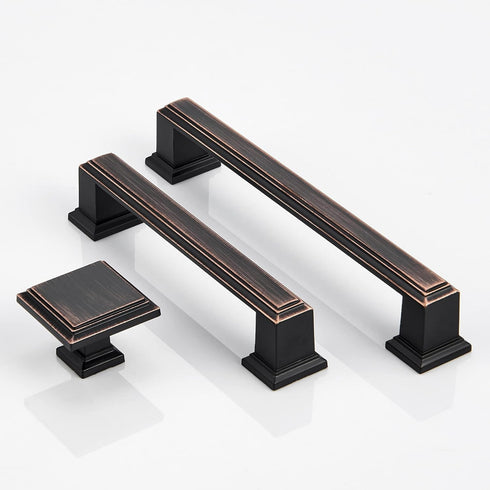 Square Knobs - 10 Pack / 1.3 Inch, Oil Rubbed Bronze Cabinet Pulls Vintage for Furniture Knobs, Kitchen Knobs, Farmhouse Knobs and Drawer Pulls, B...